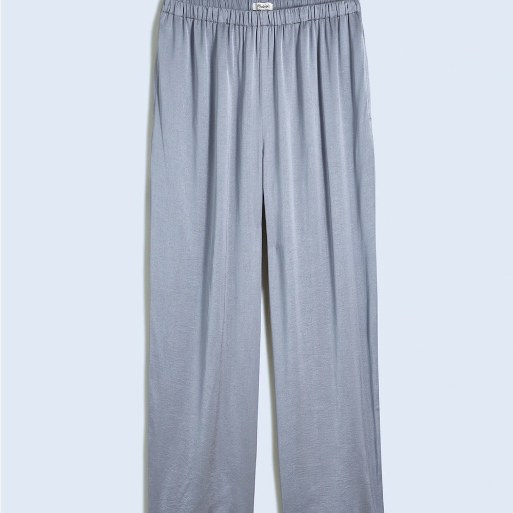 Madewell Gray Satin Straight-leg Pants